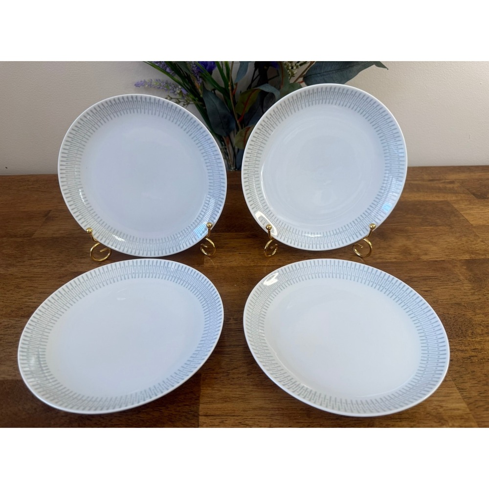 Upsala Ekeby Karlskrona Sweden Luncheon‎ Plates Set Scandinavian Grey Pattern